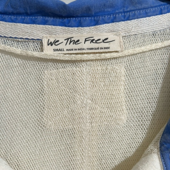 Free People We The Free Beach Prep Tee Button Oversized Pullover SMALL - Picture 2 of 3